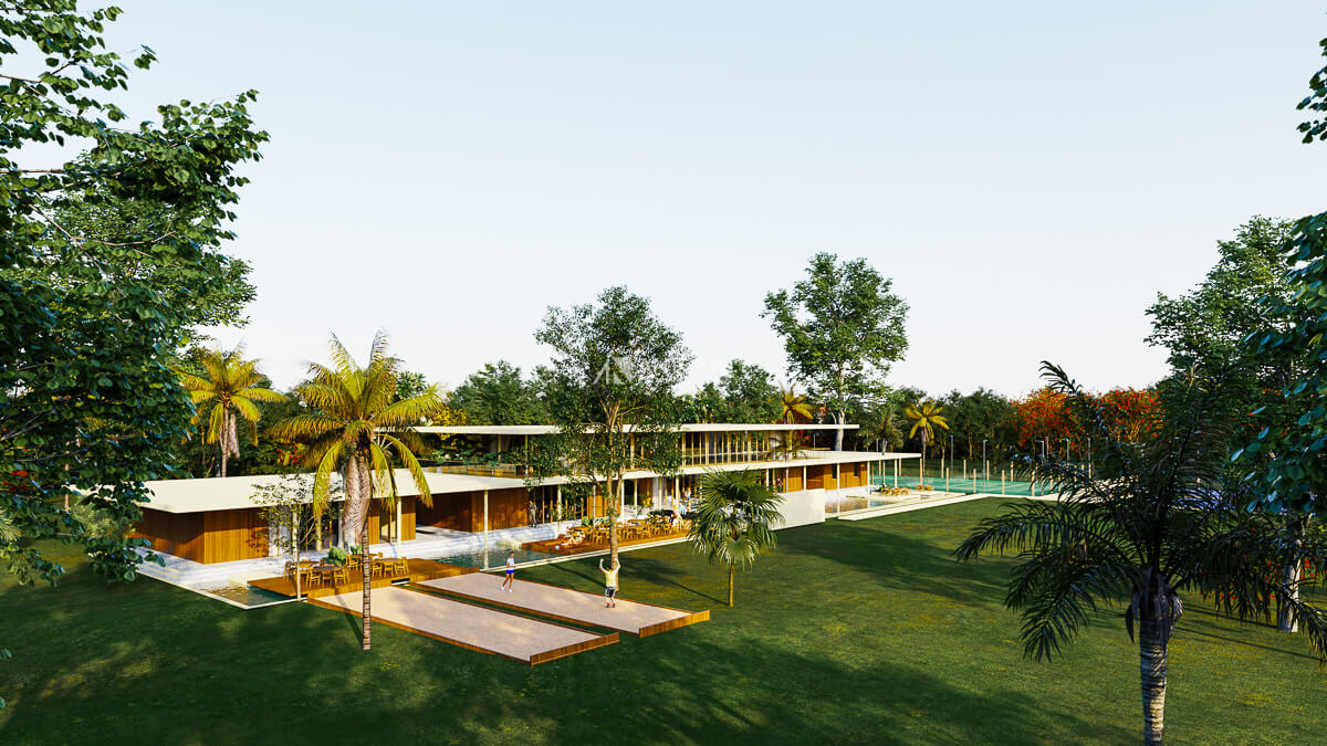 Fachada de Casa Club en venta de lotes residenciales San Roque