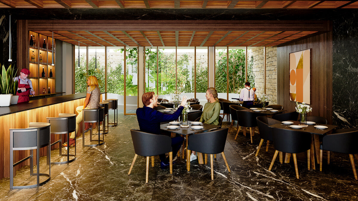 Restaurante Gourmet interior en desarrollo inmobiliario San Roque