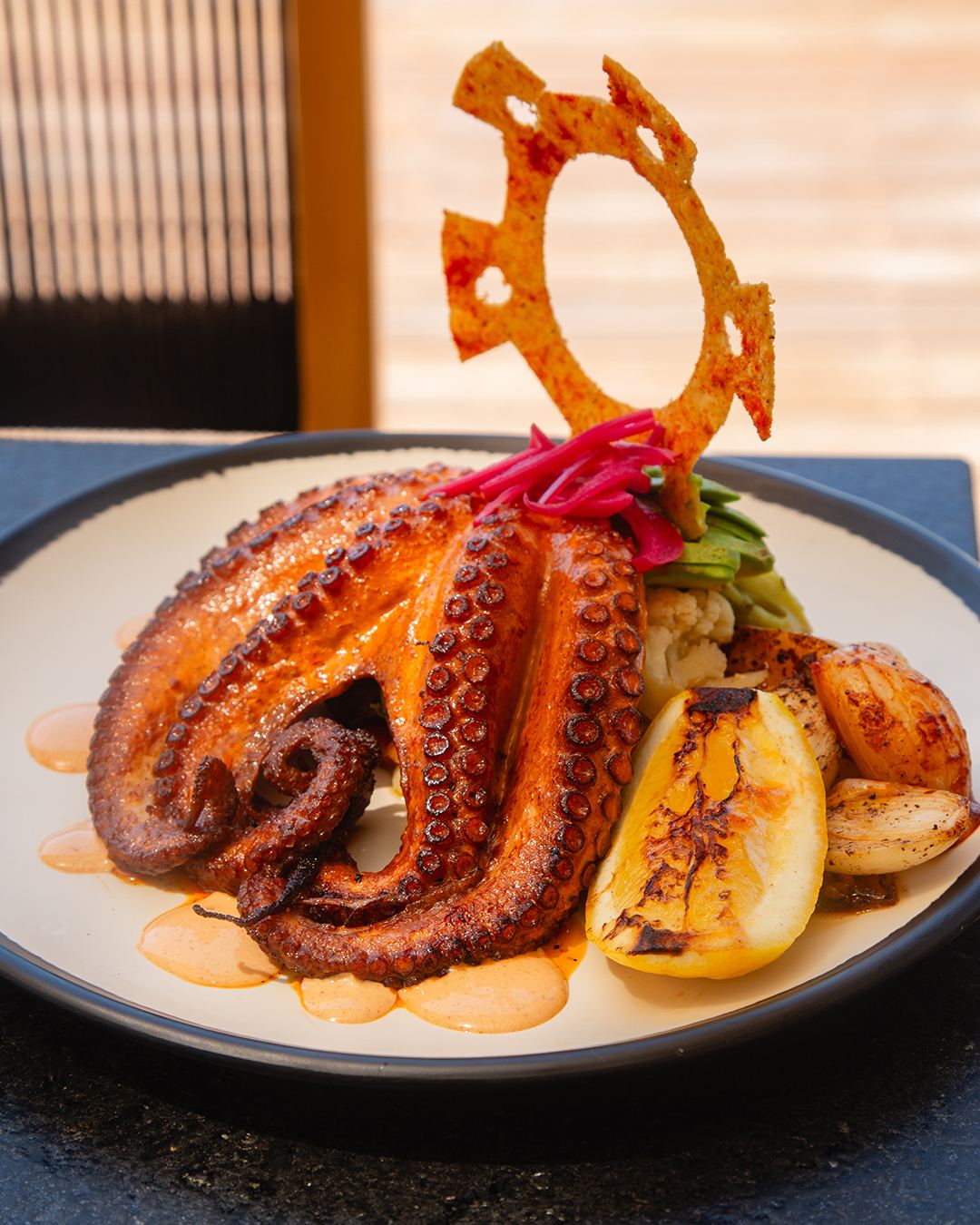 Pulpo a las brasas en el restaurante de Playaviva